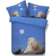 Crouching Lion under Moonlight Printed Cotton 3D 4-Piece Bedding Sets/Duvet Covers