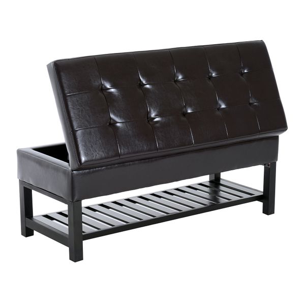 44” Faux Leather Storage Ottoman Shoe Rack – NoahPrime